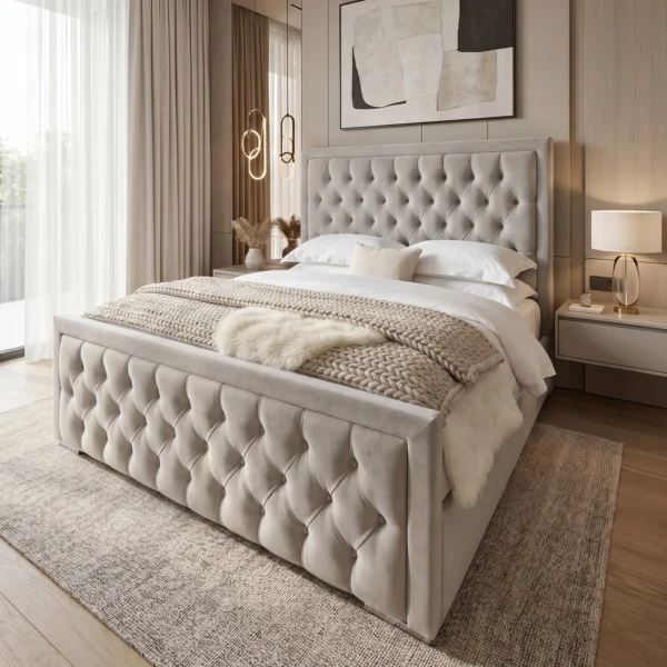 2026 Torino Bumper Style Designer Bed With Ottoman Storage
